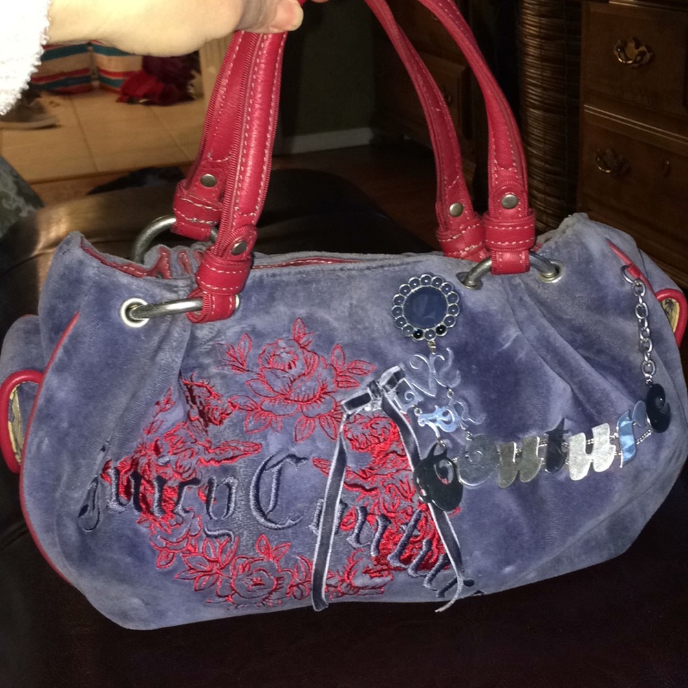Juicy Couture Velour purse-blue and burgundy